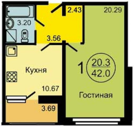 Планировка квартир в домах серии НС-1.