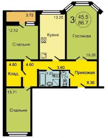 Планировка квартир в домах серии НС-1.